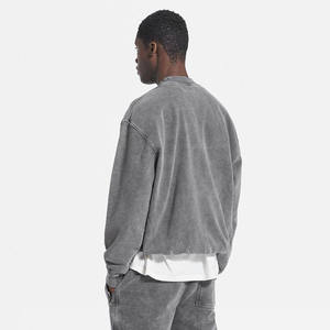 Conjunto de chándal para hombre, sudadera y pantalones de chándal desgastados lavados con ácido, Jersey ajustado con caja bordada 3D de gran tamaño, ropa deportiva vintage OEM - Product Image 3