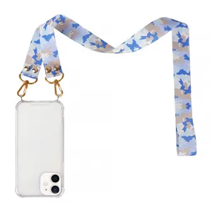 120cm benutzer definierte Logo Wärme übertragung Polyester Riemen Marine Tarnung Tasche Schulter Körper Schlinge Handy Lanyard für alle iPhone