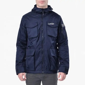 Veste coupe-vent multi-poches personnalisée de haute qualité pour hommes Manteau de sport extérieur en nylon à col zippé avec capuche pour l'hiver - Product Image 1