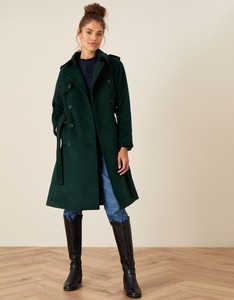 Wholesale Winter Wool Trench Coat for Women Double Breasted Button Waist <b>Belt</b> Long Ankle Teal Green Vintage Coats Breathable - Product Image 2