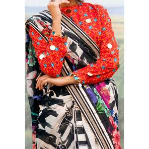 ชุดส่าหรีปักลาย 3 ชิ้นแบบยังไม่เย็บติดกัน พร้อมเสื้อคลุม รุ่น SR-52008 สำหรับใส่ลำลอง - Product Image 3