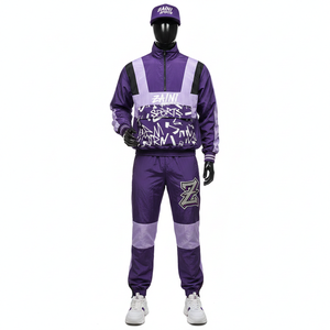 Ensemble coupe-vent pour homme 2025, nouveau, premium, 240 GSM, nylon et polyester, coupe-vent à deux tons, panneaux violets, logo personnalisé, taille plus - Product Image 1