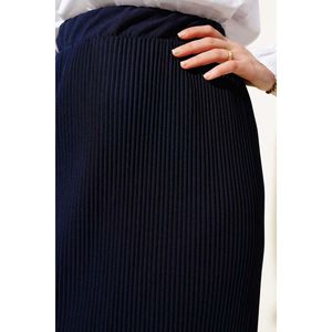 <b>Pleated</b> <b>Fabric</b> Pencil Skirt Navy Blue - Product Image 3