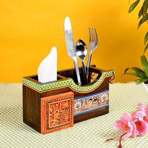 Handmade Vintage Wooden Single Tier <b>Utensil</b> <b>Holder</b> Adjustable Multifunction <b>Kitchen</b> Organizer for Cooking Tools - Product Image 5