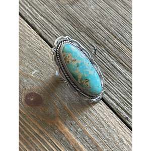 Anillo Navajo Hecho a Mano con Plata de Ley y Turquesa en Engaste, Estilo Boho, Talla 6, para Uso Diario - Product Image 3