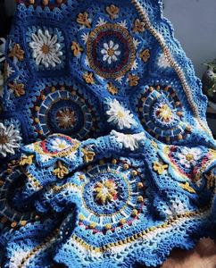 Handmade Crochet Cozy <b>Blanket</b> Chunky Yarn Floral Scarf Cotton <b>Throw</b> <b>Knitted</b> Shawl Quilt Carpet Bedspread Braided <b>Blanket</b> - Product Image 5