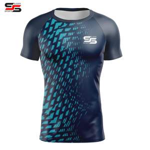 T-shirt de compression pour homme en spandex imprimé par sublimation, à séchage rapide, manches longues, sous-vêtement de sport, course à pied, protection contre les éruptions cutanées - Product Image 1