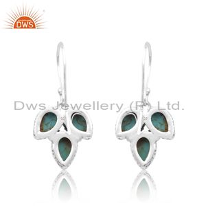 DWS Jewellery Boucles d'oreilles Three Kingman Turquoise Earwire en argent sterling 925 Fournisseur de fabrication de pierres précieuses - Product Image 2