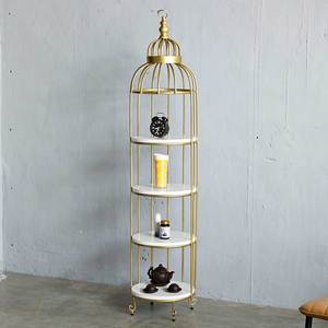 Étagère de présentation en forme de cage à oiseaux à 4 niveaux avec cadre en bronze pour salon KTB68083 - Product Image 2