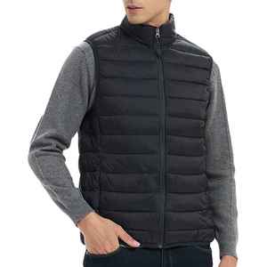 Chaqueta gruesa para hombre, chaleco de invierno con capucha extraíble, cierre de cremallera, estilo deportivo, chaleco acolchado sin mangas de punto de poliéster para exteriores - Product Image 2