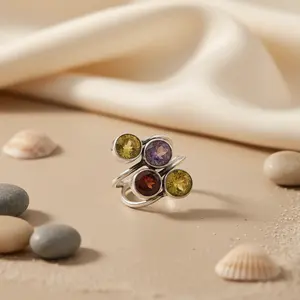 แหวนเงินแท้ 925 ประดับพลอยเทอร์ควอยซ์และเพทาย เครื่องประดับแฟชั่นสำหรับงานแต่งงานของผู้หญิง ชุบโรเดียม ฝังแบบ Bezel - Product Image 2