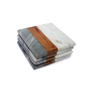 Juego de posavasos de mármol con doble sombra, alfombrilla/almohadilla cuadrada de piedra orgánica para Decoración de mesa de cocina para empresas de alimentos - Product Image 4