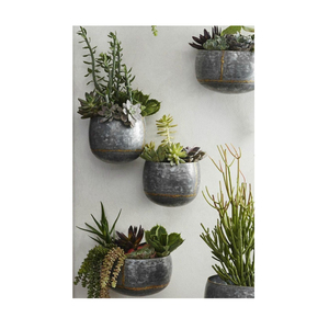 Pots de fleurs galvanisés Cintres muraux en métal Jardinière de plantes avec cintre en corde Jardinières suspendues pour l'intérieur et l'extérieur - Product Image 2