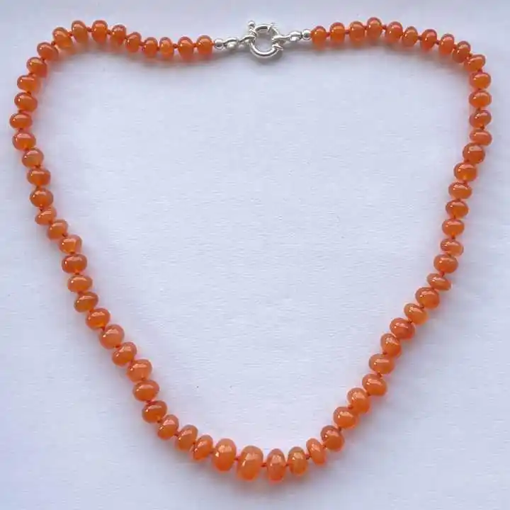 Orange Carnelian 6Mm 8Mm Batu Alam Halus Rondelle Beads Simpul Tangan Kalung Perhiasan Grosir Batu Permata Pabrik untuk Dijual