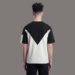 Camiseta sin mangas para hombre, con bloques de color blanco y negro, logo frontal, estilo vintage, transpirable, 100% algodón, cuello redondo, tejido de punto. - Product Image 5