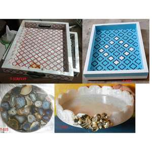 Plateau en bois artisanal moderne et écologique, motif floral, compatible lave-vaisselle et micro-ondes, portable pour la restauration et les restaurants - Product Image 3