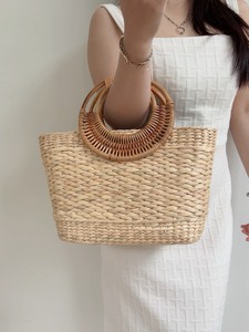 Sac à main vietnamien fait main écologique motif vintage jacinthe d'eau décoratif à la mode sac à main deux fleurs ouvertes sac à bandoulière - Product Image 2