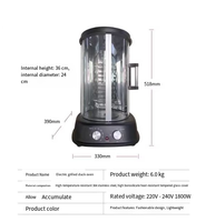 Grill vertical rotatif sans fumée pour shawarma, canard rôti, poulet, équipement de cuisson commercial et domestique, machine à brochettes en acier inoxydable