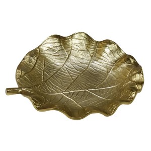 Plateau décoratif en aluminium à motif traditionnel Plateau décoratif en forme de feuille d'or Plateau décoratif en aluminium à motif de feuille d'or - Product Image 1