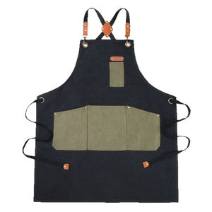 Usine directe OEM Barista Smock tablier noir coton cuisine cuisson coton tabliers Logo personnalisé plaine tablier de Chef - Product Image 6