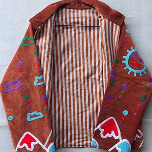 Veste en velours Suzani brodée, style bohème, manteau matelassé indien, cadeau pour une amie, veste en velours Suzani - Product Image 1