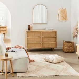 Armario Arjuna de 6 Cajones Hecho de Madera de Teca Maciza y Ratán Tejido con Acabado Natural. - Product Image 5