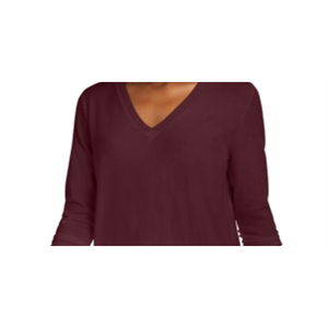 Maglione da Donna Maison Jules alla Moda con Scollo a V, Caldo e Traspirante, in Maglia con Bottoni in Pelliccia, Colore Vino, per Autunno Inverno, Varie Taglie - Product Image 2