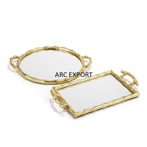 Utensilios de cocina de Metal dorado de acero inoxidable, bandeja de comida, nuevo estilo de diseño, decoración elegante para bodas y eventos, suministro de bandeja para servir alimentos - Product Image 5