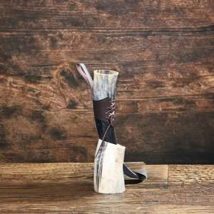 Corne à boire Viking authentique et écologique faite à la main à partir de corne de boeuf de buffle avec support Style animal et religieux - Product Image 4