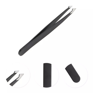 Pinces à épiler de haute qualité, pointe incurvée et inclinée, pinces à épiler pour extensions de sourcils, 3,8 pouces, revêtement noir, pinces à épiler pour manucure et maquillage - Product Image 6