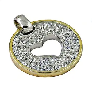 Collier pendentif en forme de cœur en or et argent pour femmes, bijoux en cristal avec des charmes envoûtants - Product Image 1