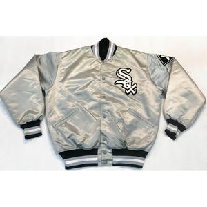 Service OEM ODM, veste bomber en soie personnalisée avec nom d'équipe, col montant, hiver, style vintage, tendance streetwear - Product Image 3