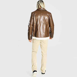 Veste de course en cuir pour hommes de haute qualité Logo personnalisé Poids lourds Confortable Veste en cuir pour hommes - Product Image 6