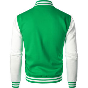Vente en gros de veste universitaire en spandex de couleur verte personnalisée veste unisexe vestes de baseball de dernière conception imprimées sur mesure pour hommes - Product Image 3