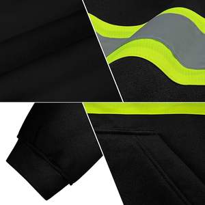 Top Quality for <b>Men</b> Reflective Safety <b>Work</b> Hoodies Class High Visibility <b>Hoodie</b> for <b>Men</b> Hoodies WLD-Black with Green Strip - Product Image 4