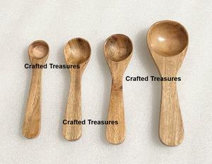 Cuillères doseuses en bois durables, ensembles de 4 pour le café, les épices, les condiments, cuillères en bois, mini-cuillères doseuses, outils de cuisine - Product Image 1