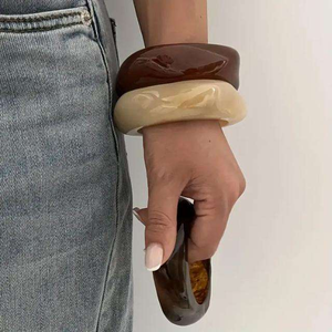 กำไลข้อมืออะคริลิคทรงกลมดีไซน์ด้วยตัวเองสร้อยข้อมือเรซิ่นมันวาวสไตล์โบฮีเมียนสำหรับผู้หญิงและผู้ชาย - Product Image 1