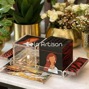 Bela - Juego de Bandejas Decorativas para el Hogar, Hechas a Mano, Ecológicas, de Madera de Mango, con Incienso Indio, Mabkhara, Frascos para Bakhoor, Elegantes Bandejas para Servir - Product Image 5