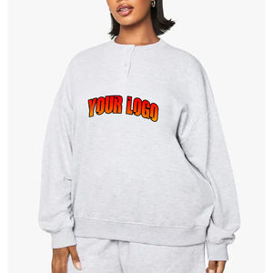 OEM logo personnalisé femmes hiver Tie Dye ras du cou sweat bouton épaule tombante sweat à capuche Logo avant Position 100% coton polaire - Product Image 1