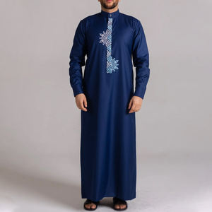 Túnica Casual de Color Sólido de Buena Calidad, Material Al Haramain, para Hombre Saudí, 2026, Blanca Teñida, Cuello Alto, Manga Larga, Largo hasta el Tobillo - Product Image 1