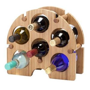 Support de bouteille de vin en bois de forme demi-ronde pour vaisselle de table, comptoir de bar, support de table décoratif gratuit, supports à vin en bois - Product Image 3