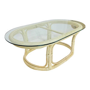 Mesa Ovalada de Ratán Blanco Natural con Diseño Básico, Hecha a Mano en Vietnam, Colores Personalizados, Lista para Venta al por Mayor - Product Image 1