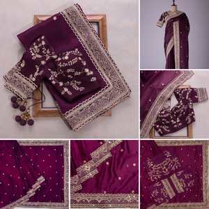 Designer exclusif dernière exportation fantaisie soie tissu broderie Blouse Sari Saree ethnique mariée mariages superbe tunique à la mode - Product Image 4