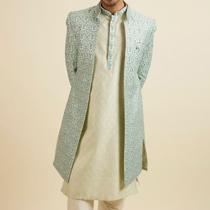 Nuevo traje de Sherwani dorado negro de moda MOQ bajo hecho a medida OEM algodón hombres étnico Shalwar Kameez indio pakistaní para niños - Product Image 1