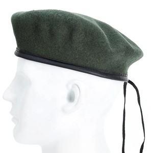 High Quality Fashion Outdoor Activities Adjustable Size Beret Leather Binding <b>Fabric</b> Binding Tactical Training <b>Wool</b> Beret ronpex - Product Image 3