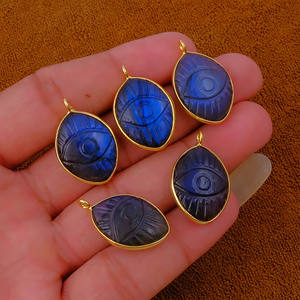 จี้รูปทรงมาร์ควิสทำมือจากพลอยลาบราโดไรต์ประกายระยิบระยับ ชุบทอง แฟชั่นทันสมัย ขายส่งจี้และชาร์ม - Product Image 1