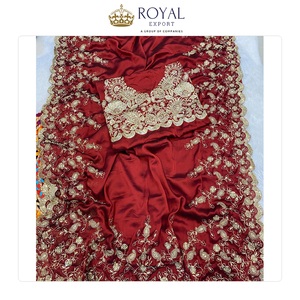 คอลเลกชันผ้าส่าหรีดีไซน์เนอร์คุณภาพเยี่ยม สวยงาม ทำจากผ้าไหมรังโกลี พร้อมงานปักลายฉลุและงานปักเลื่อม - Product Image 6