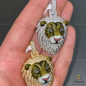 Nuevo colgante de Hip Hop De León para hombre de Plata de Ley 925 completamente helado personalizado con diamantes VVS cultivados en laboratorio brillante para fiestas - Product Image 3