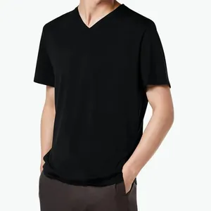 Camiseta de algodón para hombres, camiseta de peso pesado de manga corta con cuello en V, ODM, nueva moda, venta al por mayor, 2023 - Product Image 6