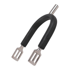 Espuelas de caballo inglés recubiertas de goma ligeramente redondeadas y simples de acero inoxidable ecuestre al por mayor espuelas de montar personalizadas negras - Product Image 2